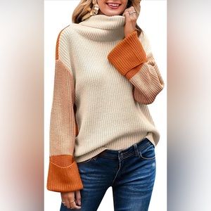 Color Block Turtleneck Sweater